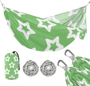 Green Simple Minimalist Stars 330lb Capacity Outdoor Hammocks with Portabl Carry Bag Tree Hammock for Indoor Outdoor Patio Silla hamacas para adultos