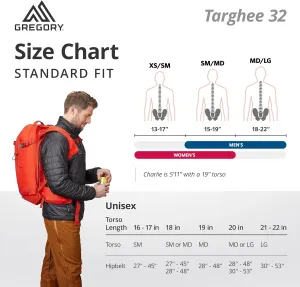 Gregory Targhee 32L Unisex Skiing & Snowboarding Backpack, Helmet Carry, Ski/Snowboard Hook, Internal Hydration Sleeve (Reservoir Not Included), Medium, Gamma Red
