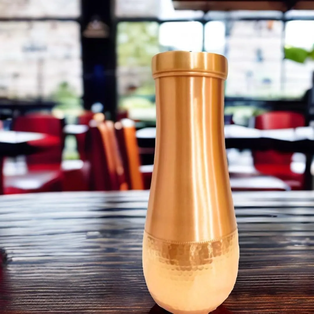 Hammered Design Pure Copper Water Bottle | Seamless Leakproof Water Bottle For Home, Office, Hotel Travelling and Gifting | Drink More Water and Immediately Reap the Health - 50 Fl Oz
