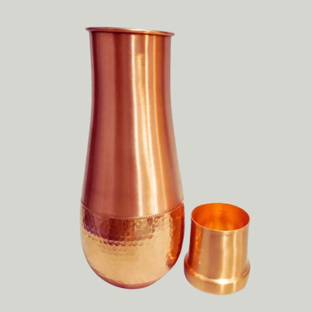 Hammered Design Pure Copper Water Bottle | Seamless Leakproof Water Bottle For Home, Office, Hotel Travelling and Gifting | Drink More Water and Immediately Reap the Health - 50 Fl Oz