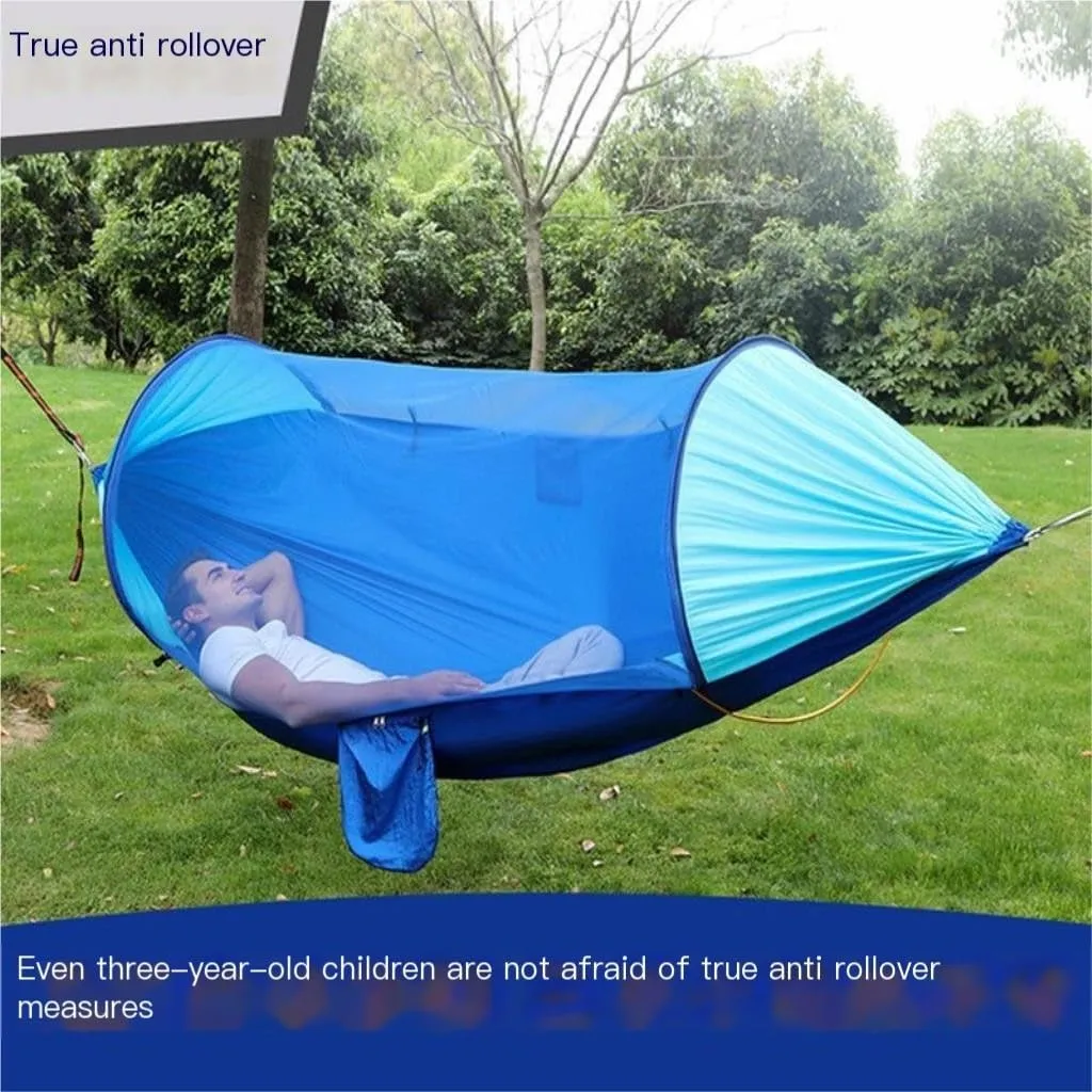 Hammock Anti-Rollover Hammock Quick-Open Mosquito Net Outdoor Home Hammock Camping Outdoor Double Mosquito Proof Tent Hammocks for Outside(Yellow)