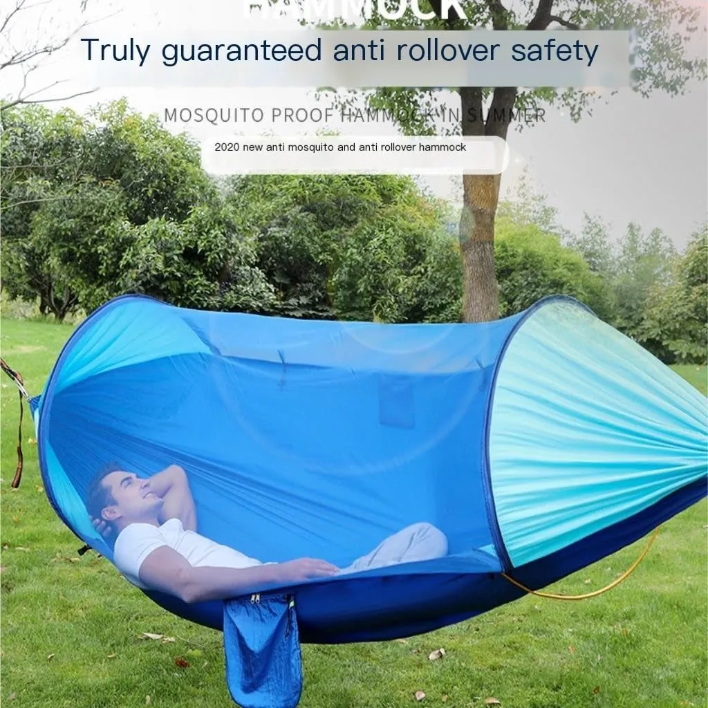 Hammock Anti-Rollover Hammock Quick-Open Mosquito Net Outdoor Home Hammock Camping Outdoor Double Mosquito Proof Tent Hammocks for Outside(Yellow)