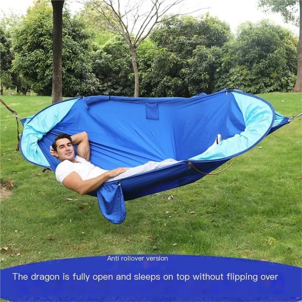 Hammock Anti-Rollover Hammock Quick-Open Mosquito Net Outdoor Home Hammock Camping Outdoor Double Mosquito Proof Tent Hammocks for Outside(Yellow)
