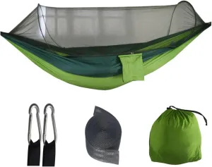 Hammock Automatic Quick Opening Mosquito net Hammock 250 * 120CM Camping Essentials(Green-1)