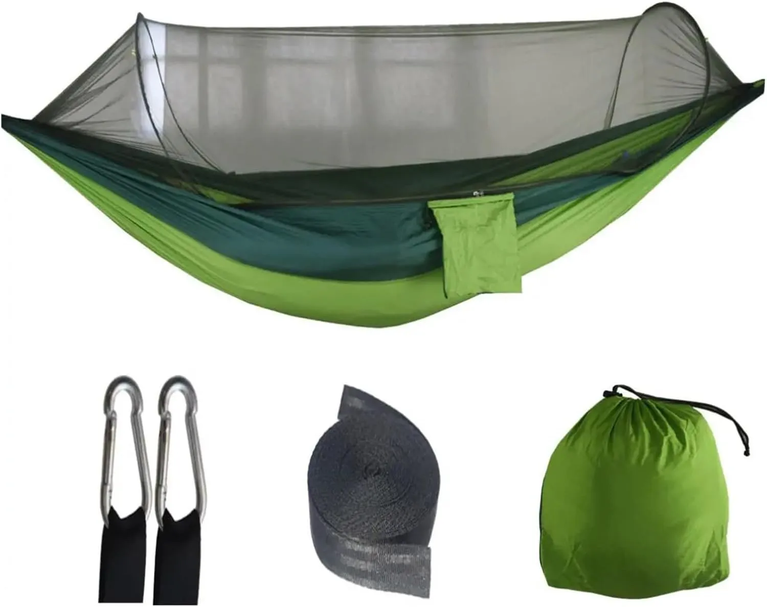 Hammock Automatic Quick Opening Mosquito net Hammock 250 * 120CM Camping Essentials(Green-1)