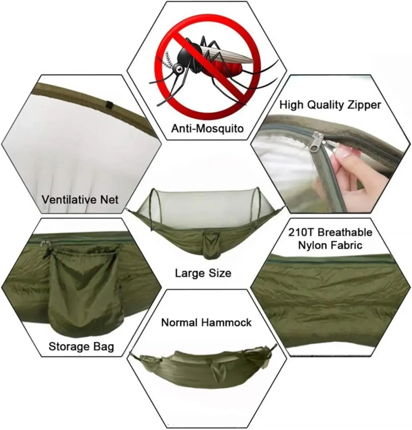 Hammock Automatic Quick Opening Mosquito net Hammock 250 * 120CM Camping Essentials(Green-1)