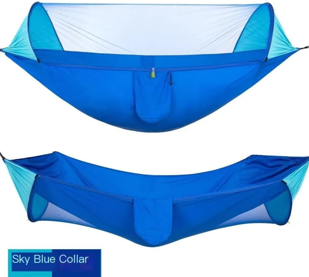 Hammock Automatic Quick-Opening Mosquito Net Hammock Camping Outdoor Sunshade Anti-Mosquito Hammock Tent Indoor Swing Hammocks for Outside(A)