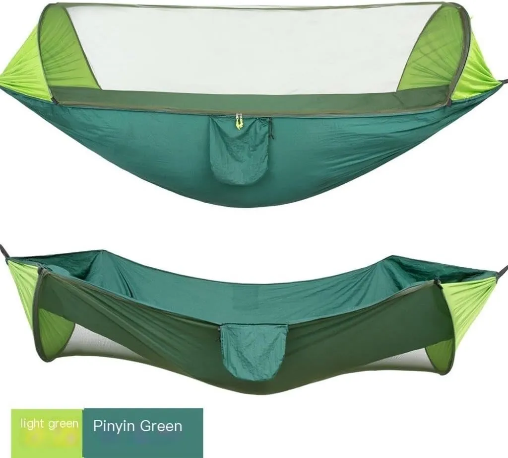 Hammock Automatic Quick-Opening Mosquito Net Hammock Camping Outdoor Sunshade Anti-Mosquito Hammock Tent Indoor Swing Hammocks for Outside(A)