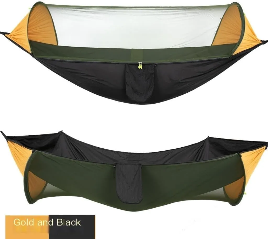 Hammock Automatic Quick-Opening Mosquito Net Hammock Camping Outdoor Sunshade Anti-Mosquito Hammock Tent Indoor Swing Hammocks for Outside(A)