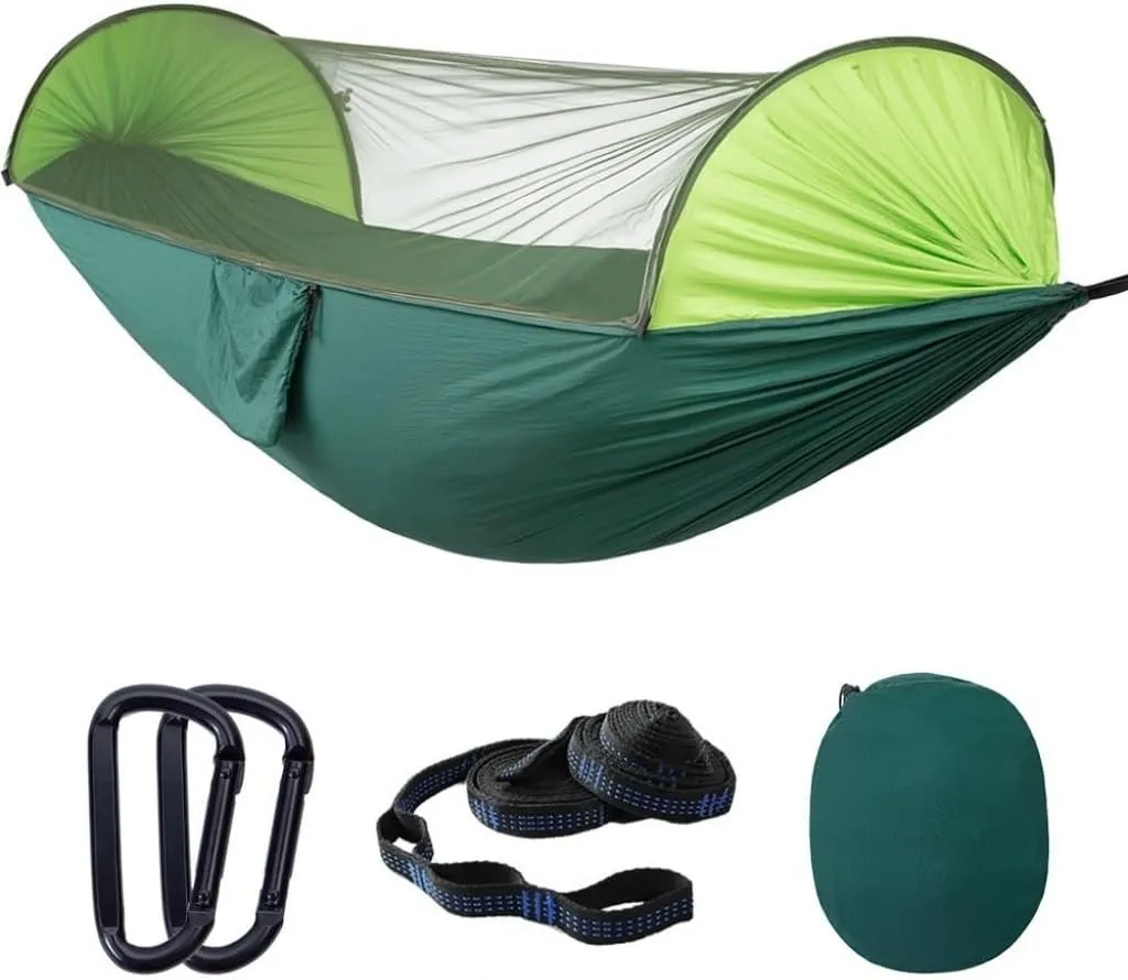 Hammock Automatic Quick-Opening Mosquito Net Hammock Camping Outdoor Sunshade Anti-Mosquito Hammock Tent Indoor Swing Hammocks for Outside(A)