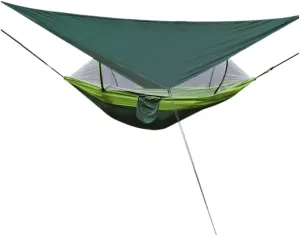 Hammock Automatic Quick-Opening Mosquito Net Hammock Canopy Set Canopy Parachute Cloth Pole Mosquito Net Hammock Hammocks for Outside(Green)