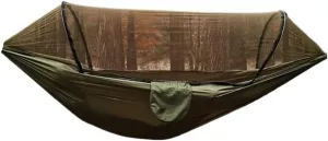 Hammock Automatic Quick-Opening Mosquito Net Hammock Outdoor Camping Anti-Rollover Nylon Hammock with Mosquito Net Hammocks for Outside(Brown)