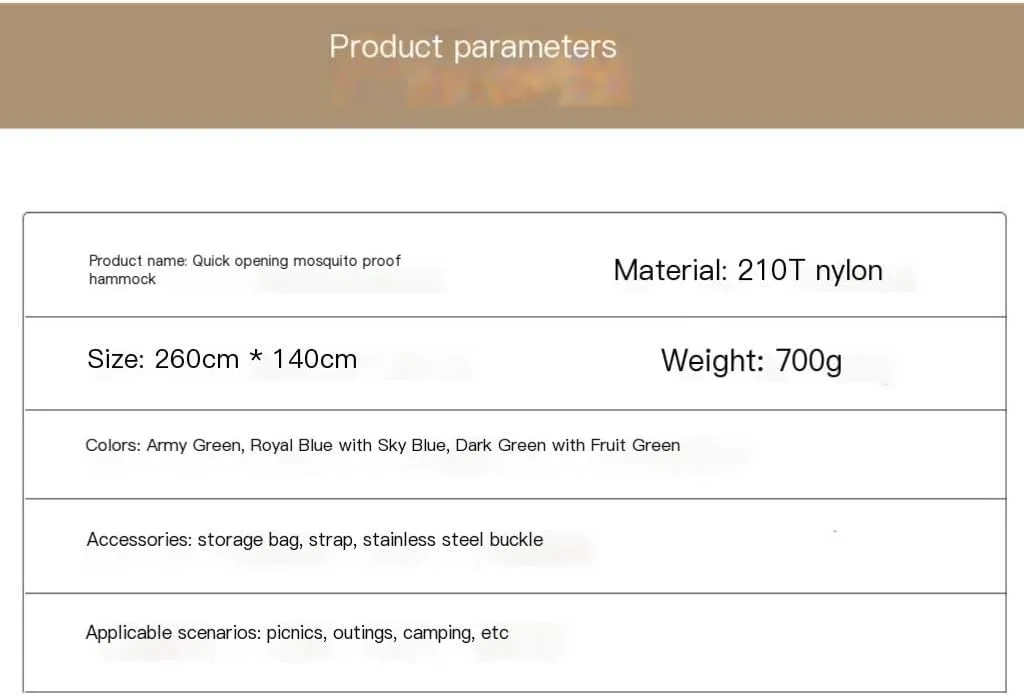 Hammock Automatic Quick-Opening Mosquito Net Hammock Outdoor Camping Anti-Rollover Nylon Hammock with Mosquito Net Hammocks for Outside(Brown)