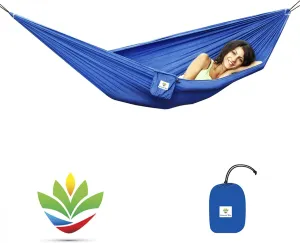 Hammock Bliss Ultralight - Lightweight Compact Portable Camping Adventure Hammock - Quality You Can Trust - 80" / 200 cm Rope Per Side Included - Only 13 oz / 380 Grams (Blue)