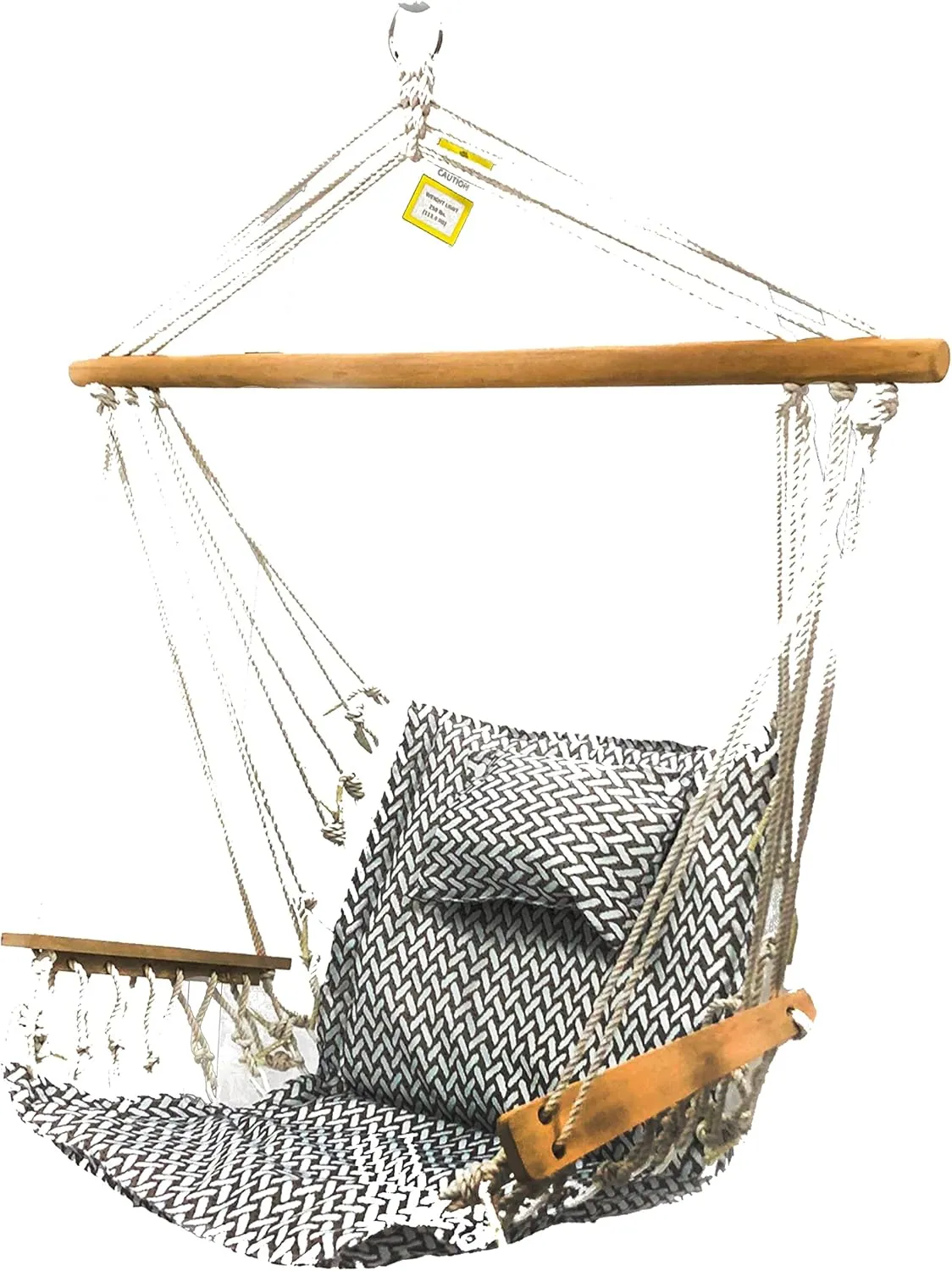 Hammock Chair Hanging Rope Swing, *12 Patterns, Quality Comfortable and Breathable Fabric - Indoor/Outdoor - Grey Herringbone Pattern