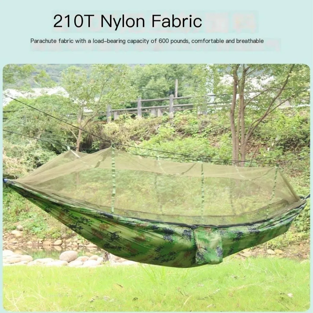 Hammock Double Camping Hammock Outdoor Camping Portable Single Parachute Cloth Three-Color Belt Anti-Mosquito Hammock Hammock Outdoor(C)