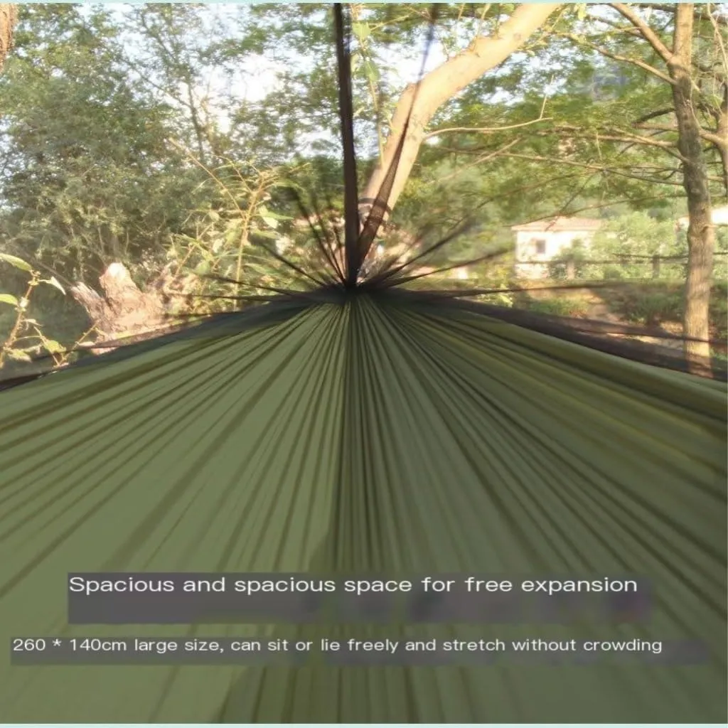 Hammock Double Camping Hammock Outdoor Camping Portable Single Parachute Cloth Three-Color Belt Anti-Mosquito Hammock Hammock Outdoor(C)