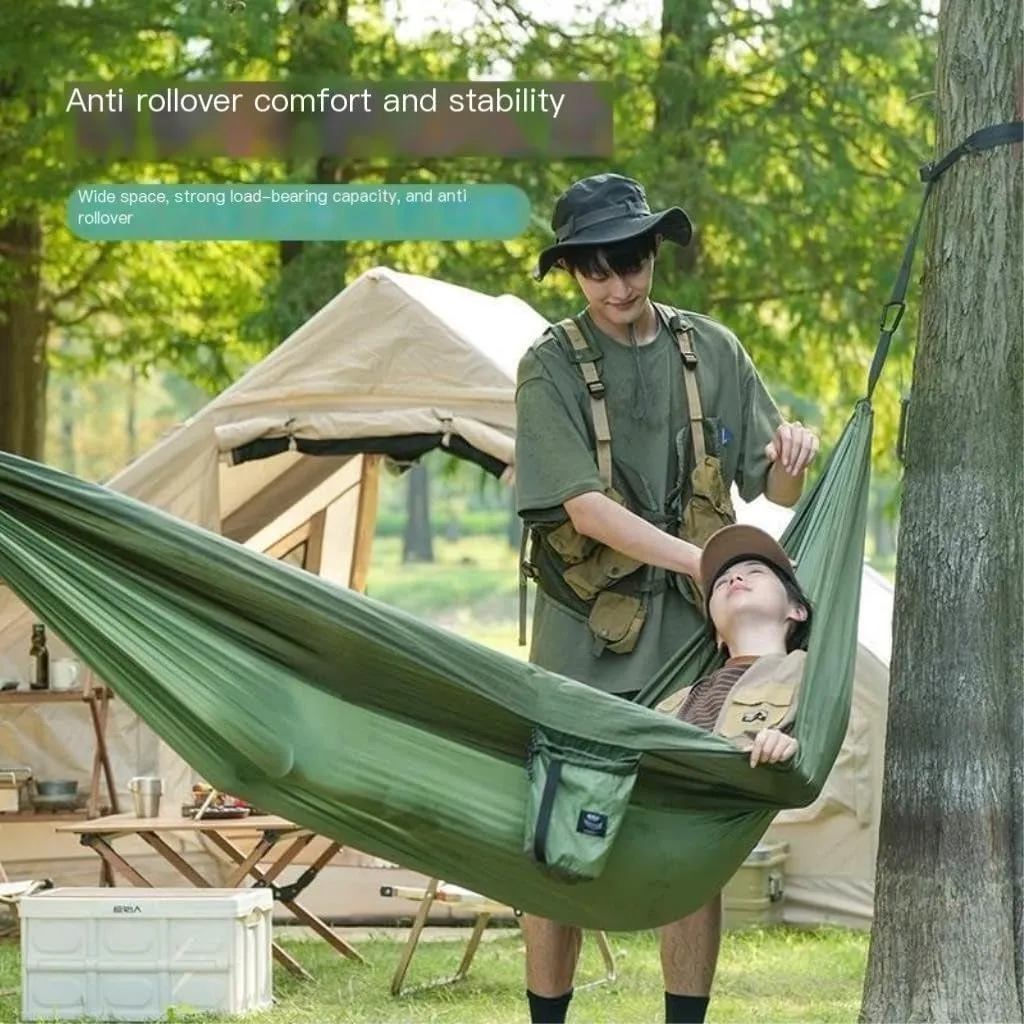 Hammock Double Camping Hammock Outdoor Swing Adult Indoor Student Dormitory Picnic Camp Single Anti-Rollover Hammock Hammock Outdoor(Blue,Large)