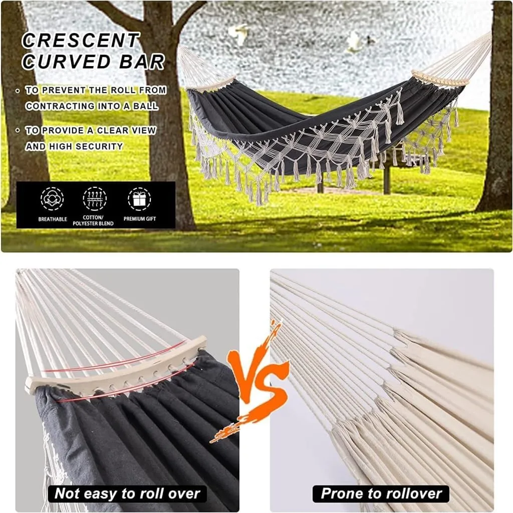 Hammock Double European and American Hammock Outdoor Folding Camping Woven Canvas Autumn Portable Hanging Chair Double Hammock Outdoor(D)