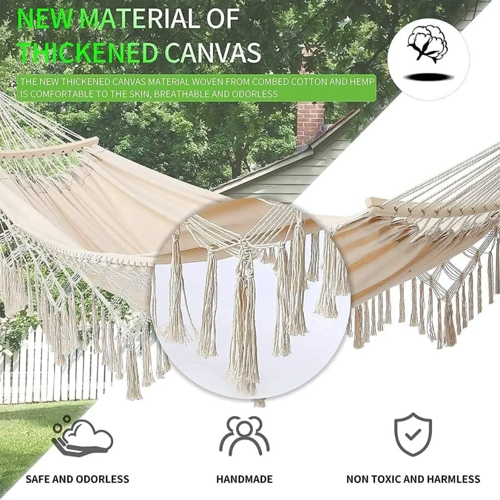 Hammock Double European and American Hammock Outdoor Folding Camping Woven Canvas Autumn Portable Hanging Chair Double Hammock Outdoor(D)