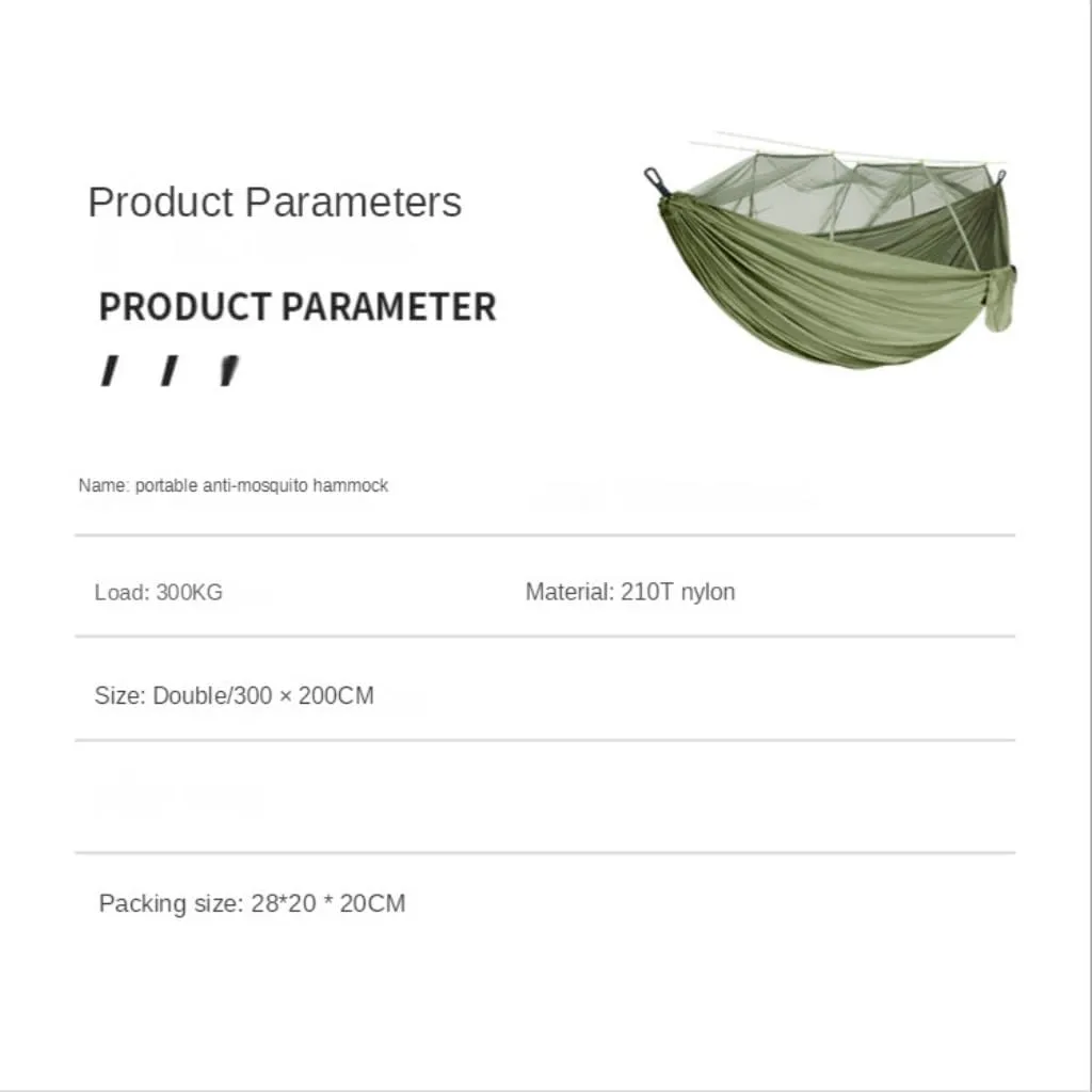 Hammock Double Hammock Outdoor Camping Anti-Mosquito Outdoor Camping with Mosquito Net Breathable Hanging Tree Tent Hammock Outdoor