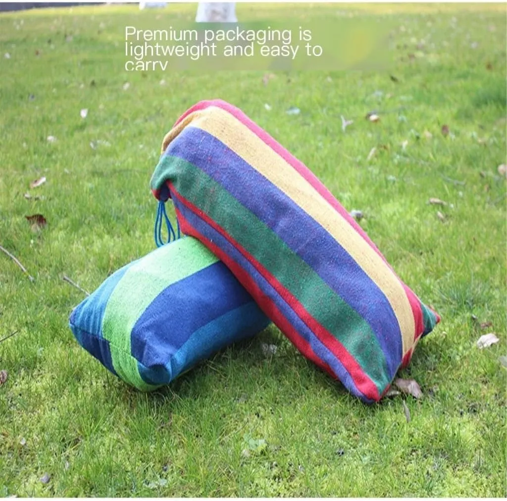 Hammock Double Hammock Outdoor Single Swing Bed Colorful Canvas Super Strong Load-Bearing Outdoor Camping One Piece Hammock Outdoor(Red)