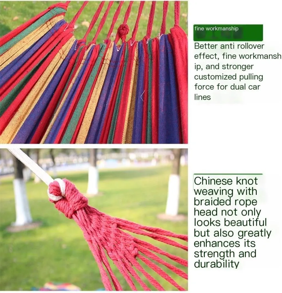 Hammock Double Hammock Outdoor Single Swing Bed Colorful Canvas Super Strong Load-Bearing Outdoor Camping One Piece Hammock Outdoor(Red)