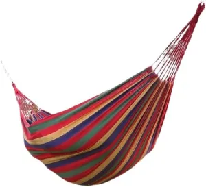 Hammock Double Hammock Outdoor Single Swing Bed Colorful Canvas Super Strong Load-Bearing Outdoor Camping One Piece Hammock Outdoor(Red)