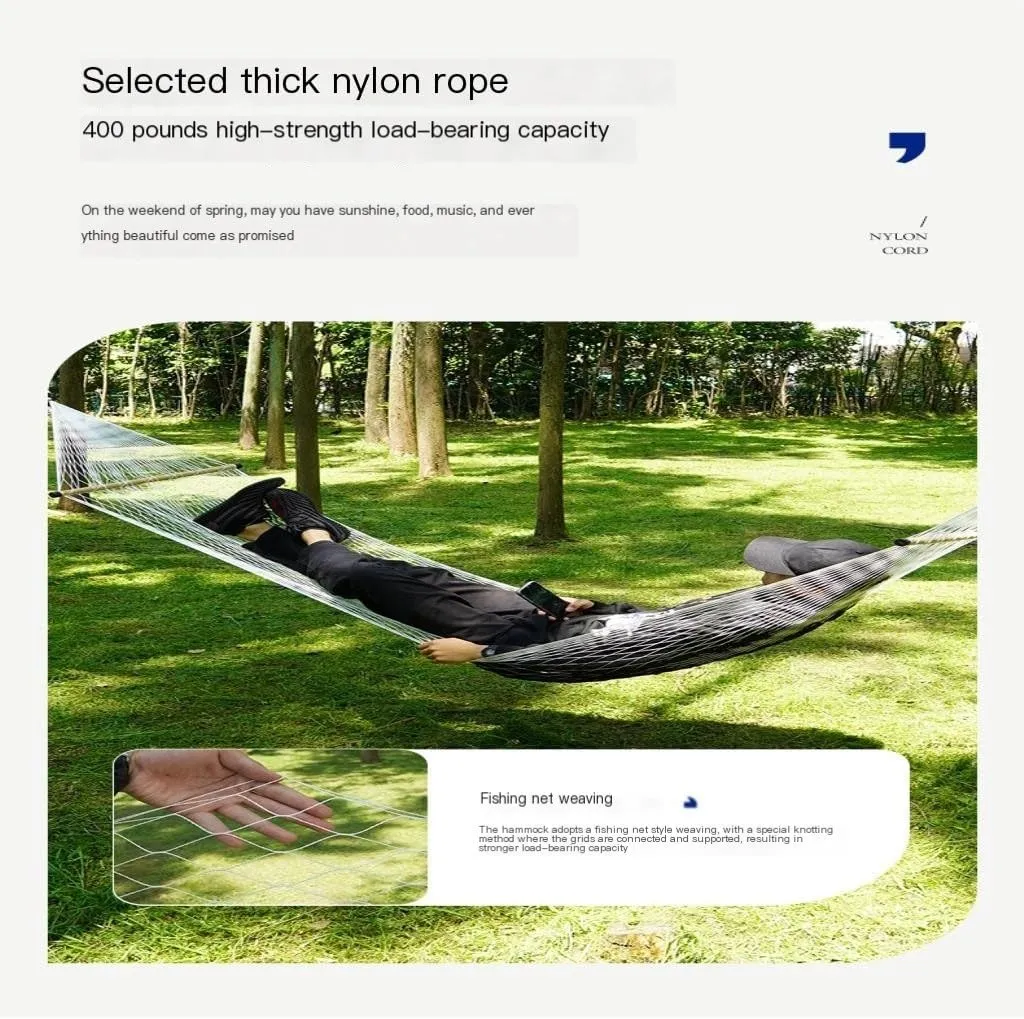 Hammock Double Home Outdoor Camping Camping Hammock Single Double Anti-Rollover Hammock Net Portable Nylon Swing Adult Hammock Outdoor(Large)