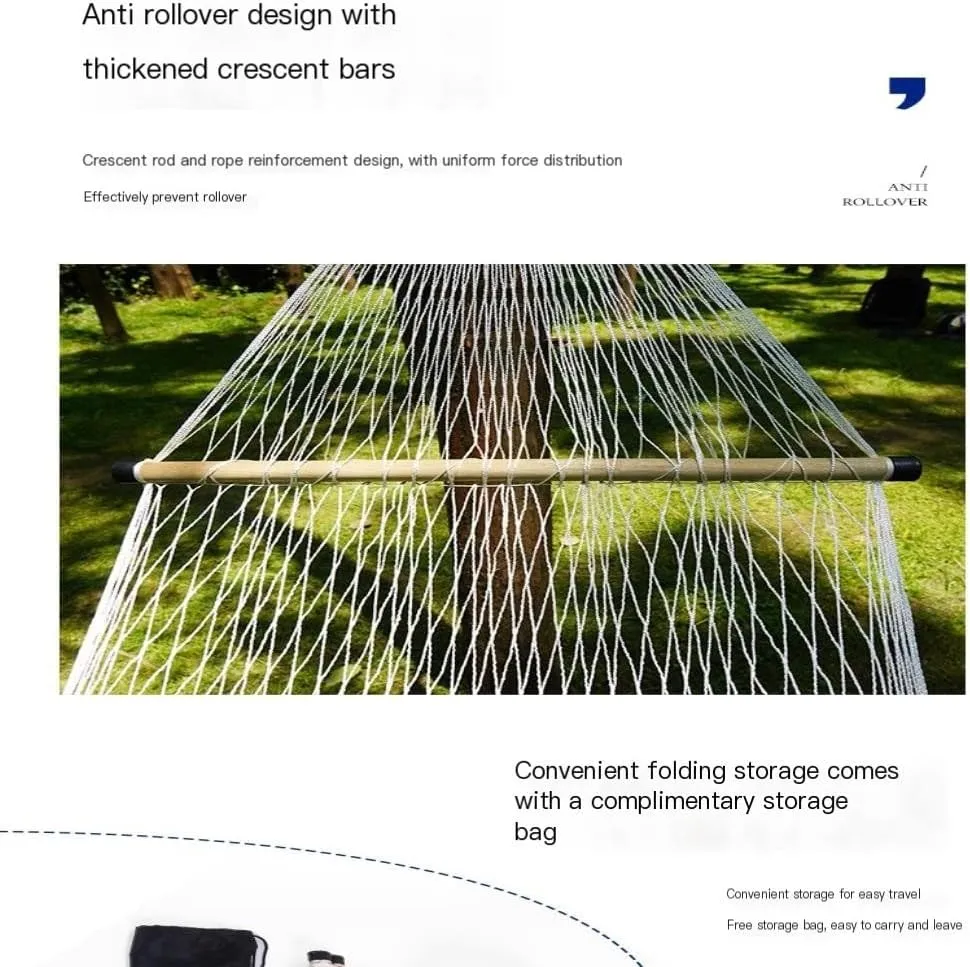 Hammock Double Home Outdoor Camping Camping Hammock Single Double Anti-Rollover Hammock Net Portable Nylon Swing Adult Hammock Outdoor(Large)