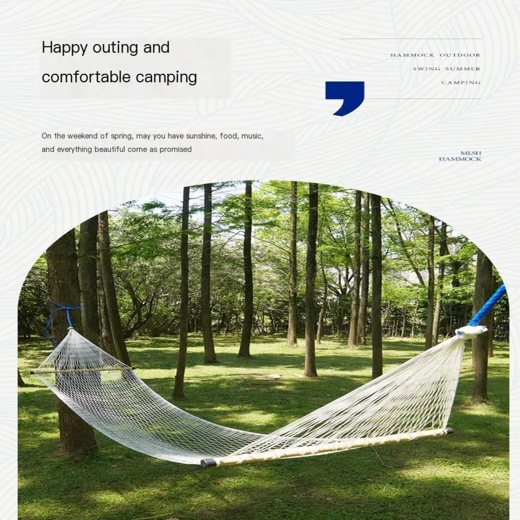 Hammock Double Home Outdoor Camping Camping Hammock Single Double Anti-Rollover Hammock Net Portable Nylon Swing Adult Hammock Outdoor(Large)