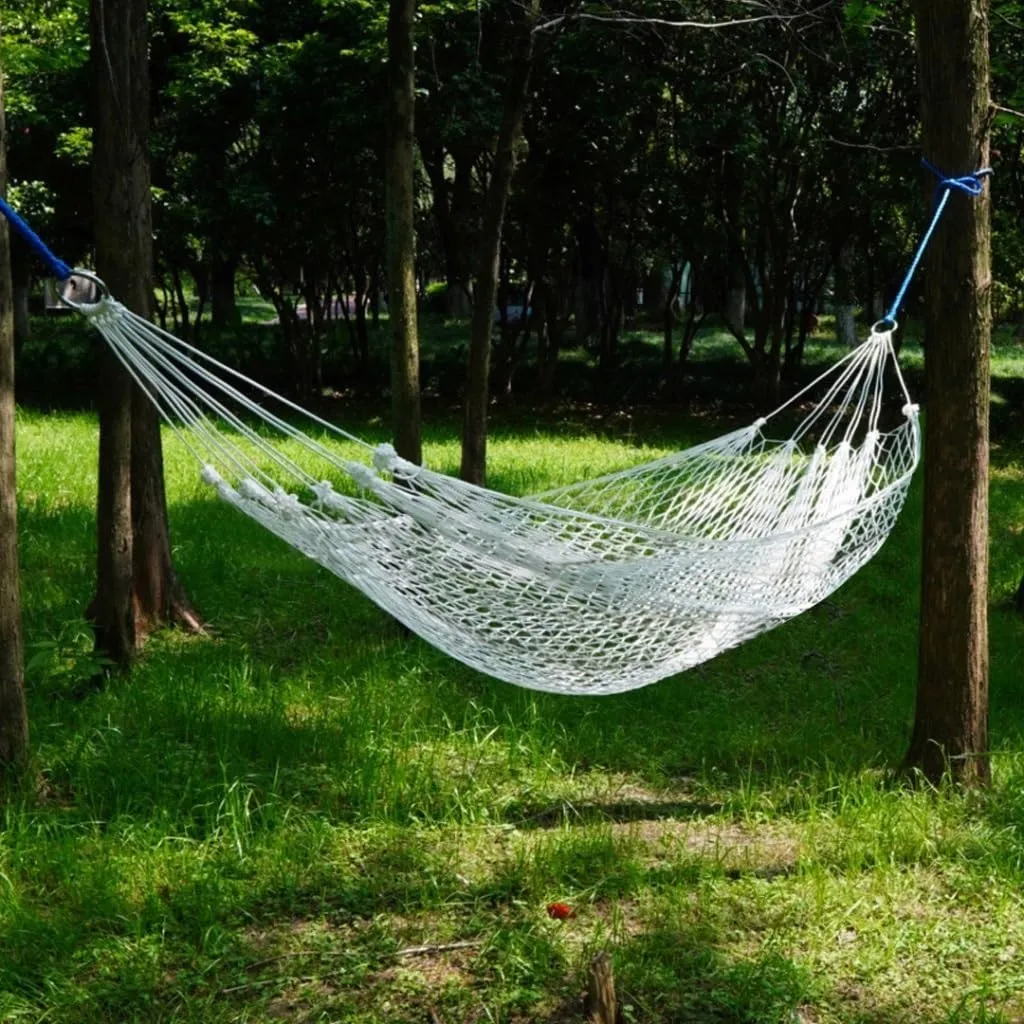 Hammock Double Home Outdoor Camping Camping Hammock Single Double Anti-Rollover Hammock Net Portable Nylon Swing Adult Hammock Outdoor(Large)
