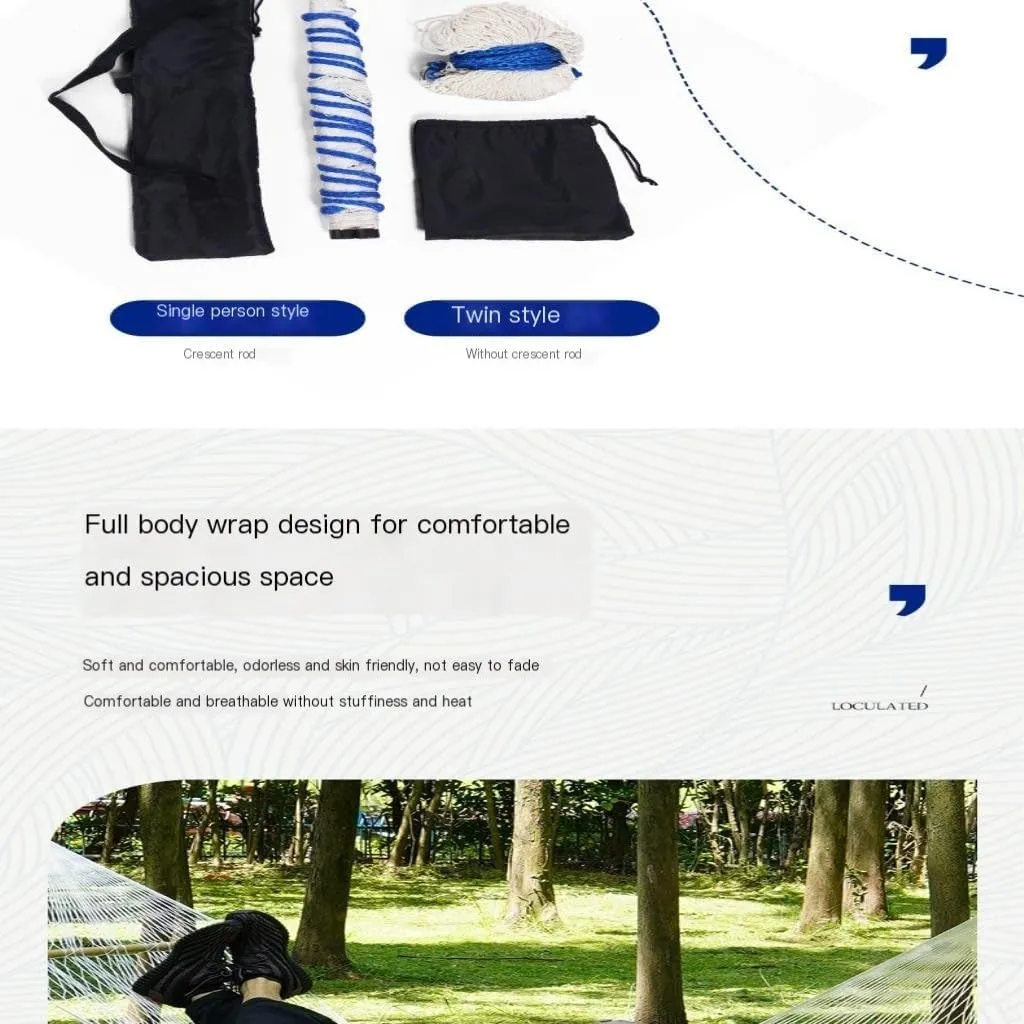 Hammock Double Home Outdoor Camping Camping Hammock Single Double Anti-Rollover Hammock Net Portable Nylon Swing Adult Hammock Outdoor(Large)