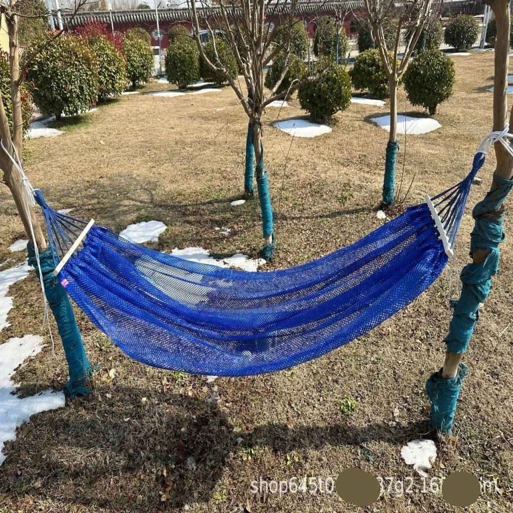 Hammock Double Ice Silk Hammock Outdoor Thickened Fine Mesh Single and Double Anti-Rollover Hanging Chair Camping Courtyard Hammock Outdoor(Red,B)