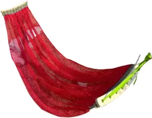 Hammock Double Ice Silk Hammock Outdoor Thickened Fine Mesh Single and Double Anti-Rollover Hanging Chair Camping Courtyard Hammock Outdoor(Red,B)