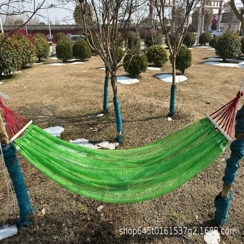Hammock Double Ice Silk Hammock Outdoor Thickened Fine Mesh Single and Double Anti-Rollover Hanging Chair Camping Courtyard Hammock Outdoor(Red,B)