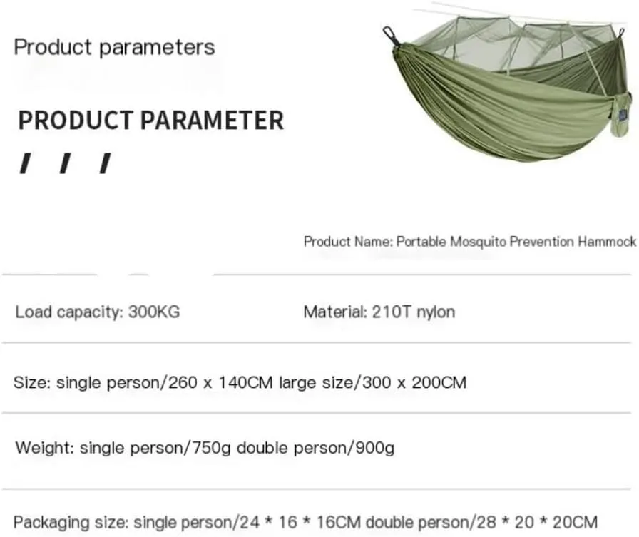 Hammock Double Mosquito Net Hammock Double Outdoor Anti-Mosquito Parachute Cloth Swing Outdoor Sleeping Hanging Tree Camping Hammock Outdoor(B,Small)