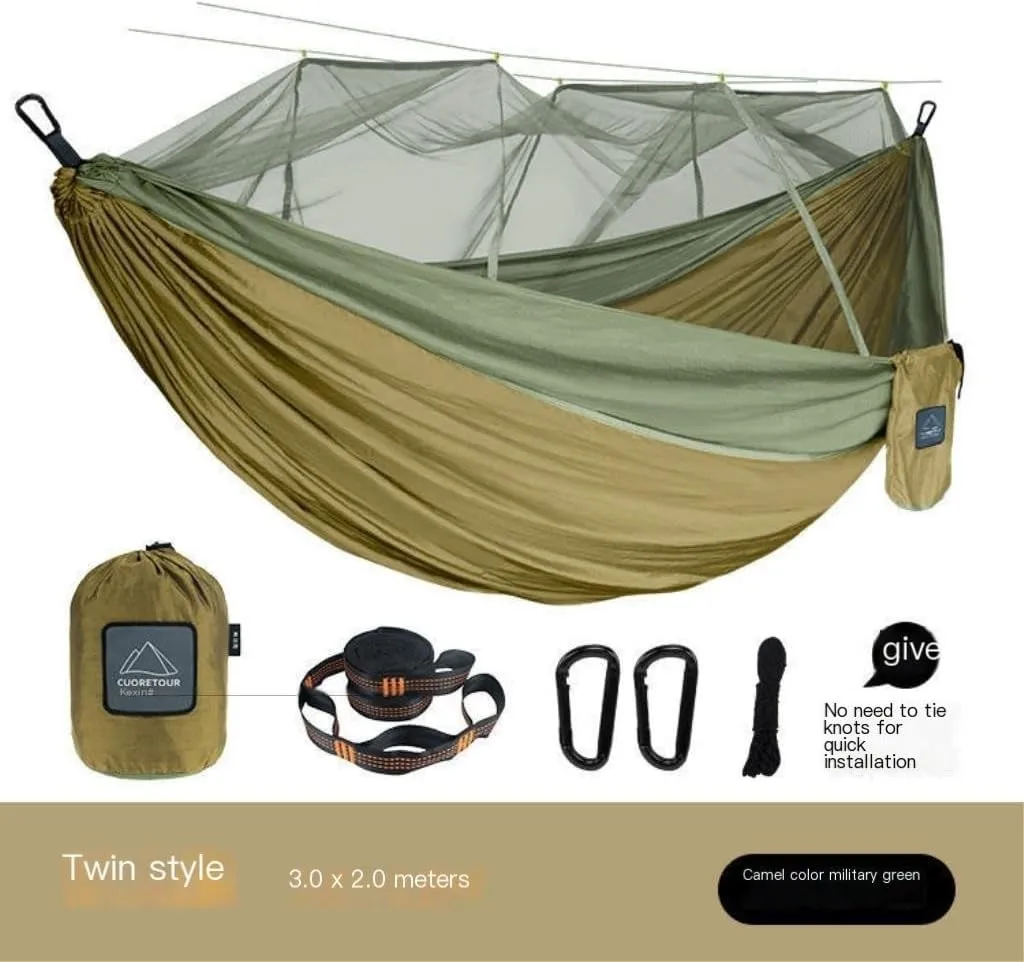 Hammock Double Mosquito Net Hammock Double Outdoor Anti-Mosquito Parachute Cloth Swing Outdoor Sleeping Hanging Tree Camping Hammock Outdoor(B,Small)