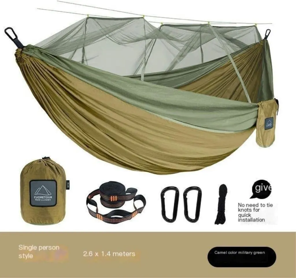 Hammock Double Mosquito Net Hammock Double Outdoor Anti-Mosquito Parachute Cloth Swing Outdoor Sleeping Hanging Tree Camping Hammock Outdoor(B,Small)