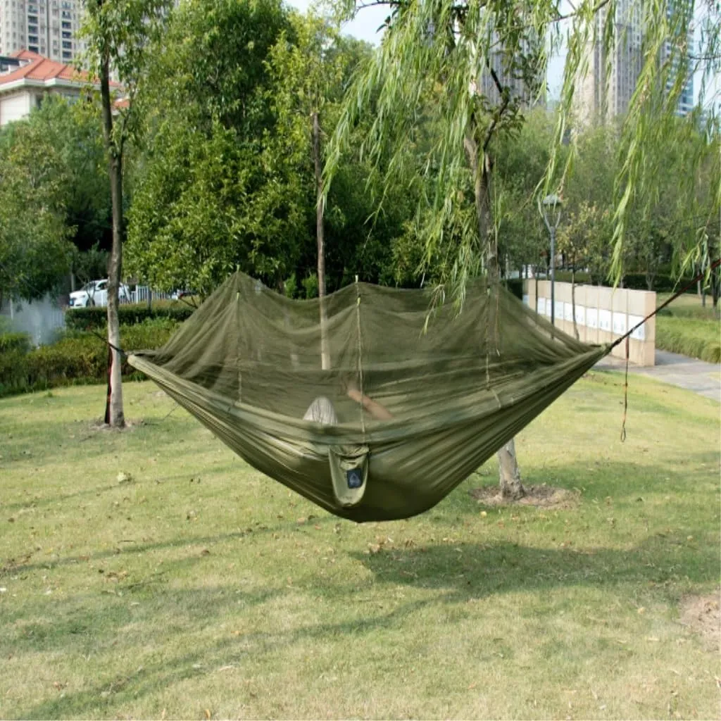 Hammock Double Mosquito Net Hammock Double Outdoor Anti-Mosquito Parachute Cloth Swing Outdoor Sleeping Hanging Tree Camping Hammock Outdoor(B,Small)