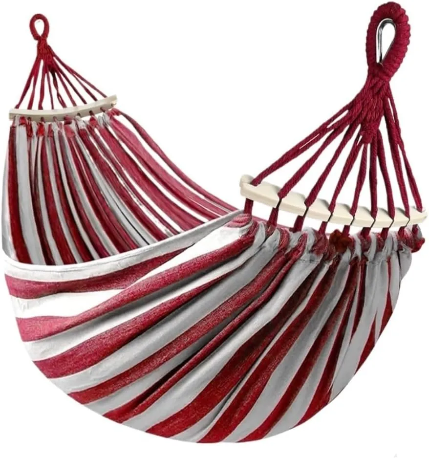 Hammock Double Outdoor Canvas Hammock Camping Anti-Rollover Swing Thickened Spot Single Double Duckbill Buckle Hammock Hammock Outdoor(B)