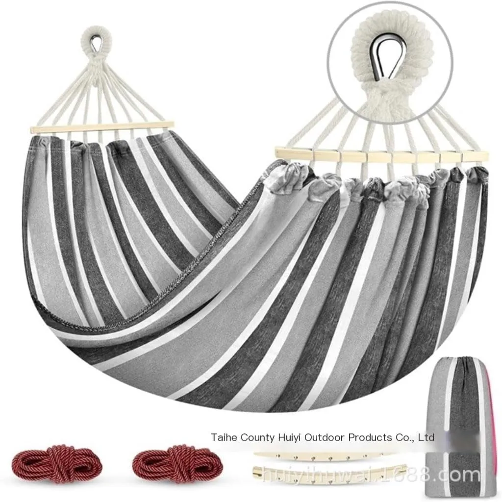 Hammock Double Outdoor Canvas Hammock Camping Anti-Rollover Swing Thickened Spot Single Double Duckbill Buckle Hammock Hammock Outdoor(H)