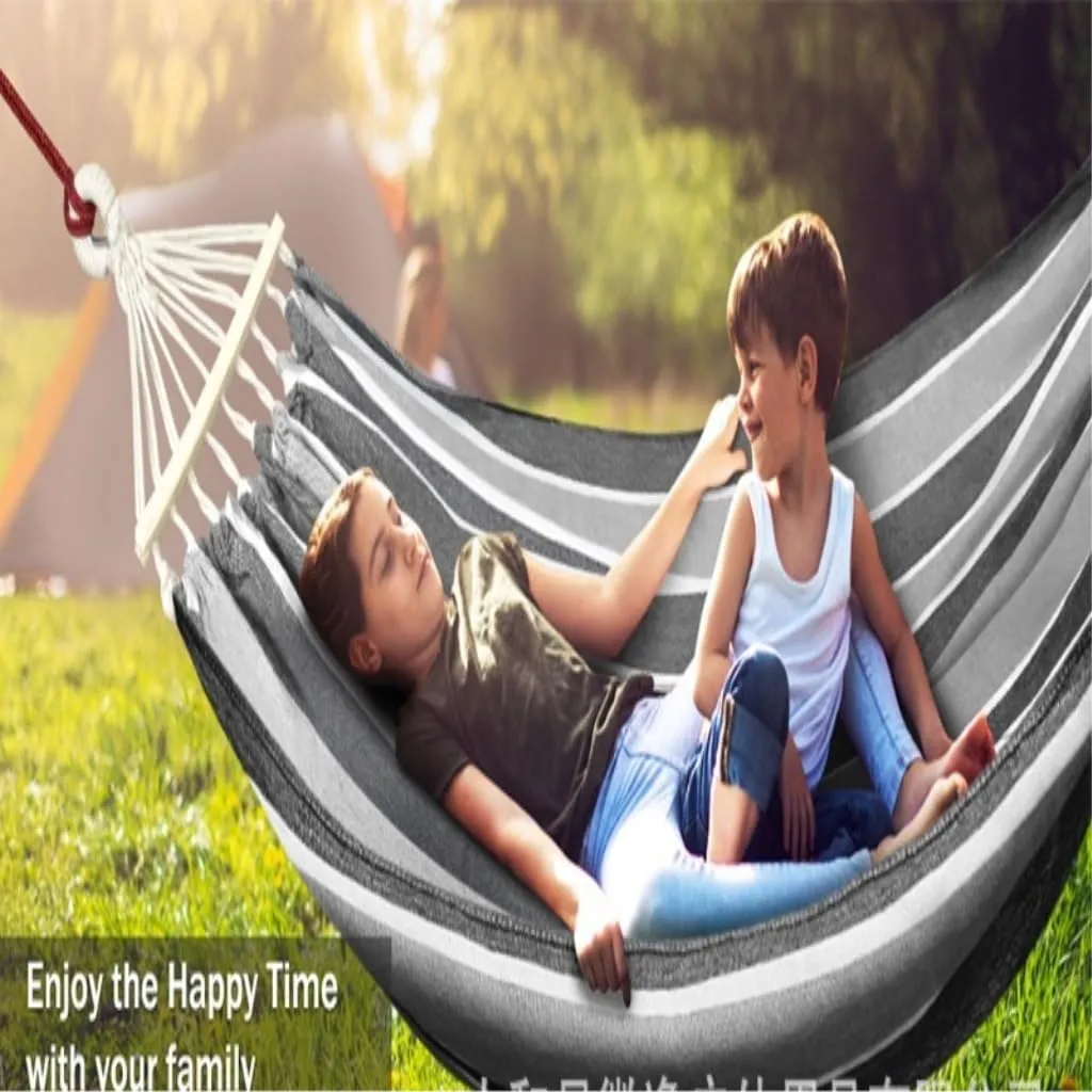 Hammock Double Outdoor Canvas Hammock Camping Anti-Rollover Swing Thickened Spot Single Double Duckbill Buckle Hammock Hammock Outdoor(H)