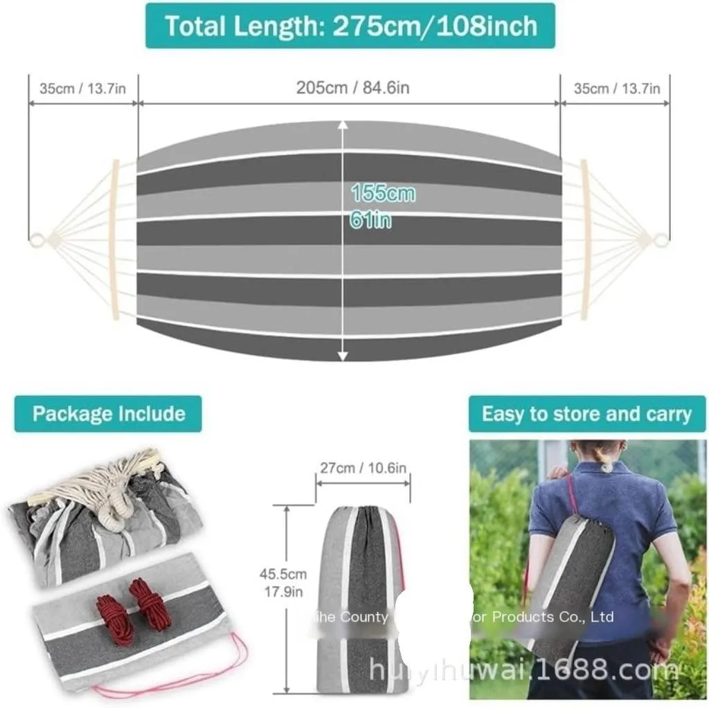 Hammock Double Outdoor Canvas Hammock Camping Anti-Rollover Swing Thickened Spot Single Double Duckbill Buckle Hammock Hammock Outdoor(H)