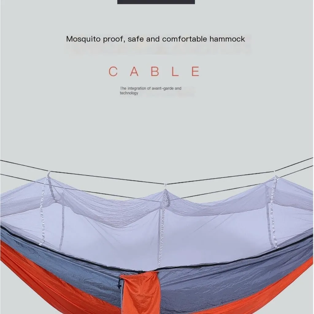 Hammock Double Outdoor Fully Automatic Quick-Opening Hammock with Mosquito Net, Outdoor Nylon Cloth Camping Pole Hammock Hammock Outdoor(Pink)