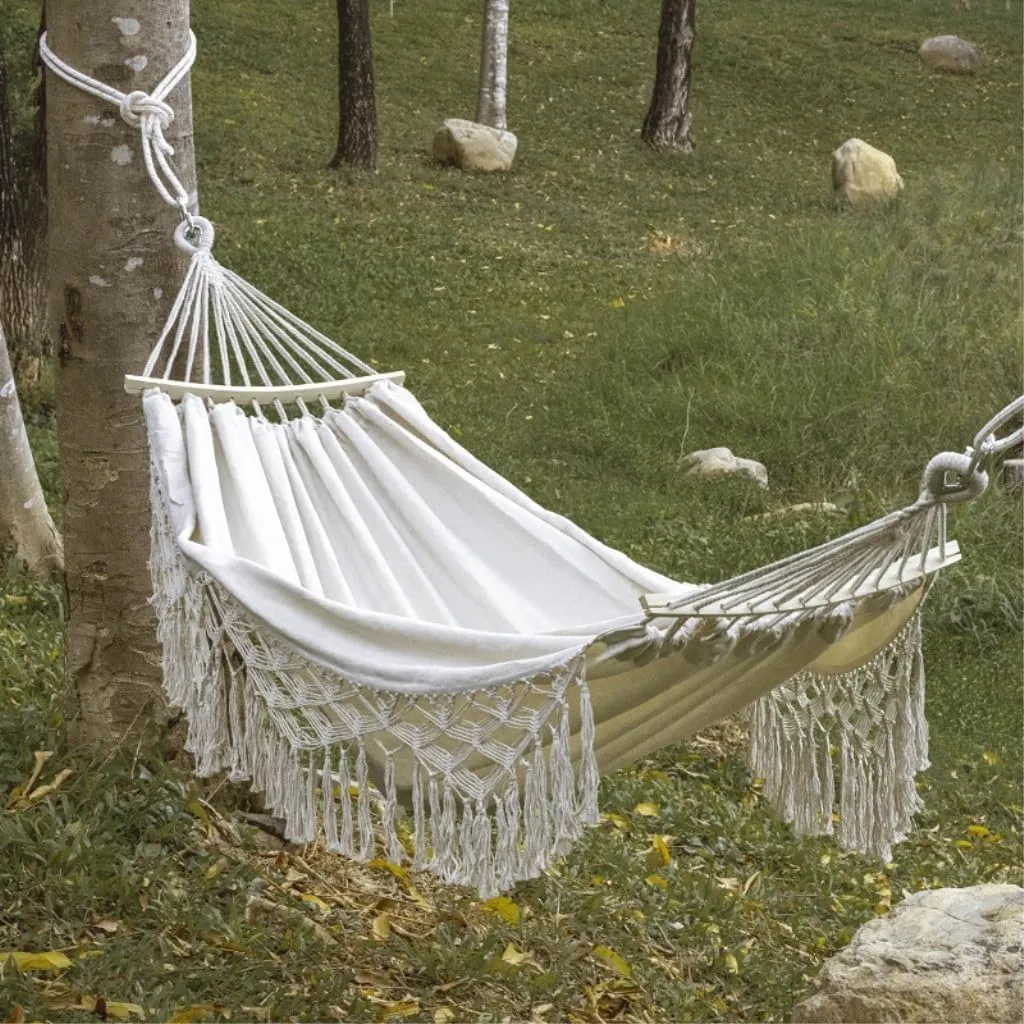 Hammock Double Outdoor Hammock Sheet Double Camping Hammock Swing Spring Outing Camping Anti-Rollover Canvas Hanging Basket Hammock Outdoor(Black)