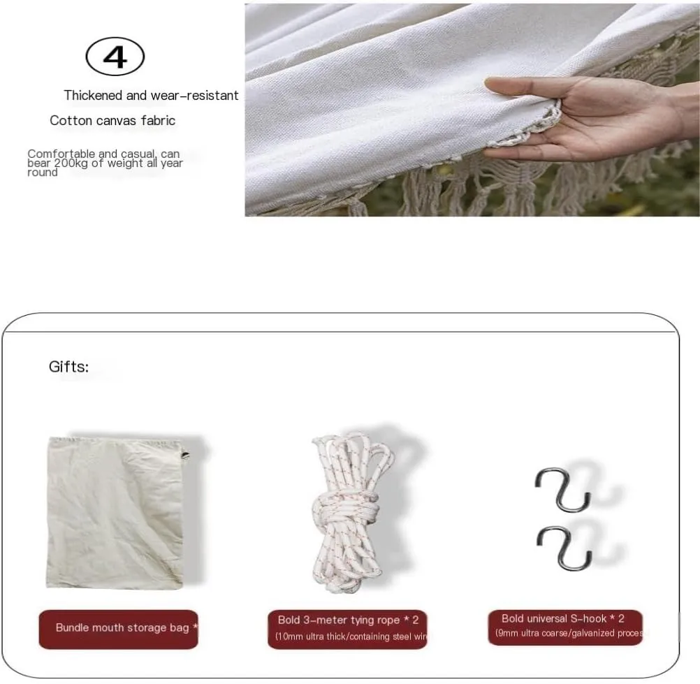 Hammock Double Outdoor Hammock Sheet Double Camping Hammock Swing Spring Outing Camping Anti-Rollover Canvas Hanging Basket Hammock Outdoor(Black)