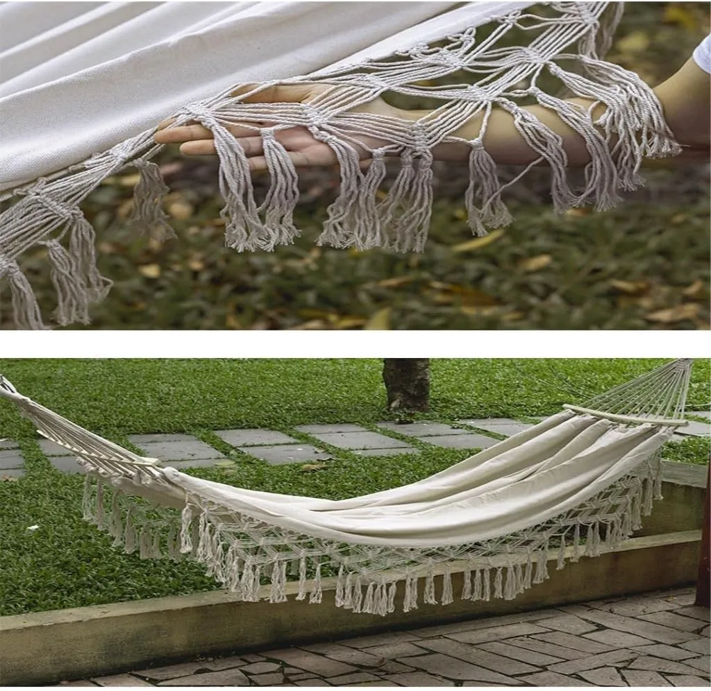 Hammock Double Outdoor Hammock Sheet Double Camping Hammock Swing Spring Outing Camping Anti-Rollover Canvas Hanging Basket Hammock Outdoor(Black)