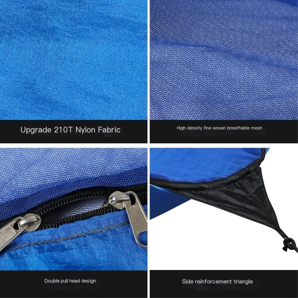 Hammock Double Outdoor Mosquito Net Automatic Quick-Open Anti-Mosquito Hammock Outdoor Single Double Parachute Hammock Hammock Outdoor(Blue)