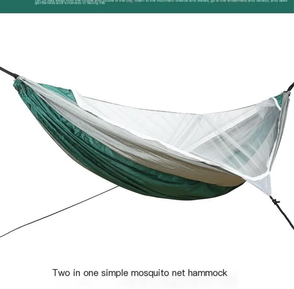 Hammock Double Outdoor Mosquito Net Automatic Quick-Open Anti-Mosquito Hammock Outdoor Single Double Parachute Hammock Hammock Outdoor(Blue)